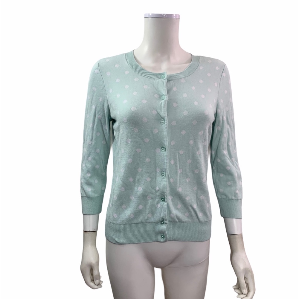 Talbots Round Neck Polka Dots Sweater Cardigan